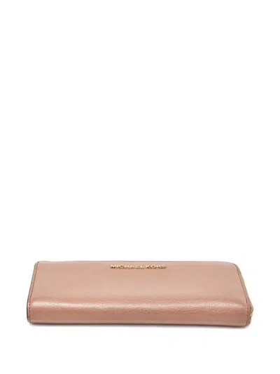 Pre-owned Michael Kors Vintage Logo-lettering Leather Wallet In Pink