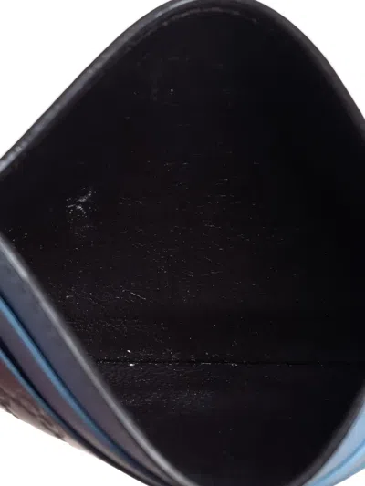 Pre-owned Gucci Microssima Leather Card Holder In Blue
