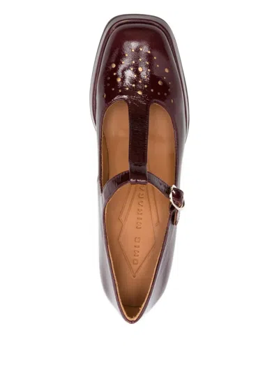 Chie Mihara 70mm T-bar Block-heel Pumps In Burgundy