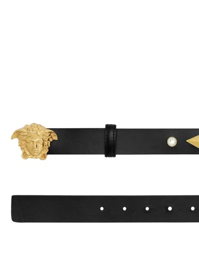 Versace Medusa-buckle Belt In Black