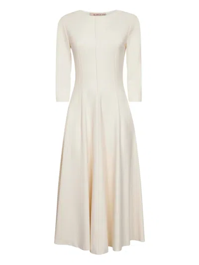 Blanca Vita Butter Stretch Jersey Asia Flared Midi Dress In Neutral