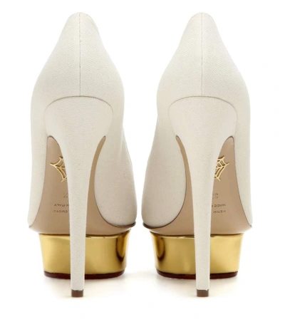 Shop Charlotte Olympia Dolly Canvas Platform Pumps In Eatural