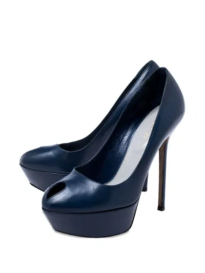 Pre-owned Sergio Rossi Vintage  135mm Platform Peep-toe Pumps