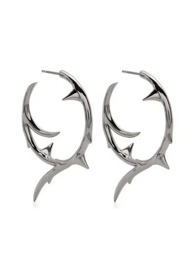 Shaun Leane Rose Thorn Rhodium Hoop Earrings In Black