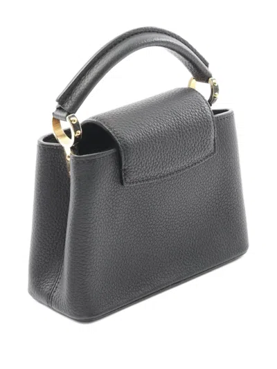 Pre-owned Louis Vuitton 2021 Mini Capucines Leather Handbag In Black