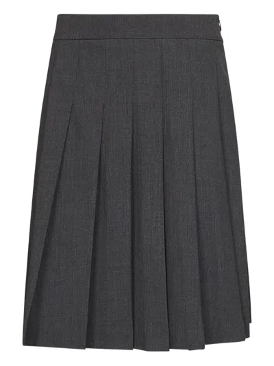 Blanca Vita Anthracite Stretch Canvas Gymbe Pleated Skirt In Gray