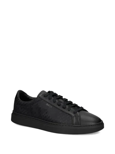 Hugo Boss Black Logo Details Lace-up Sneakers In Black