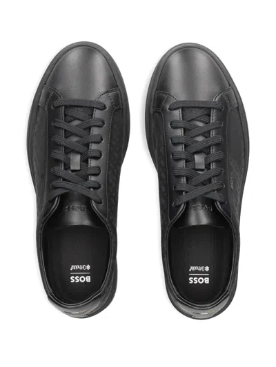 Hugo Boss Black Logo Details Lace-up Sneakers In Black