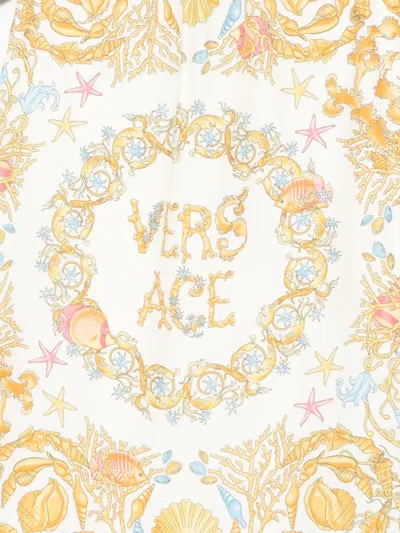 Versace Seashell-print Ruffled Dress In White