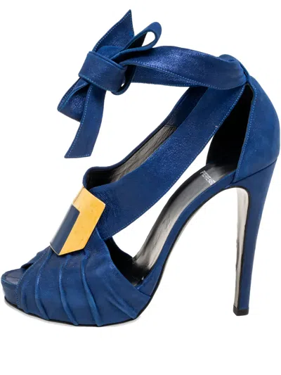 Pre-owned Pierre Hardy  120mm Pleated Sandals In Blue