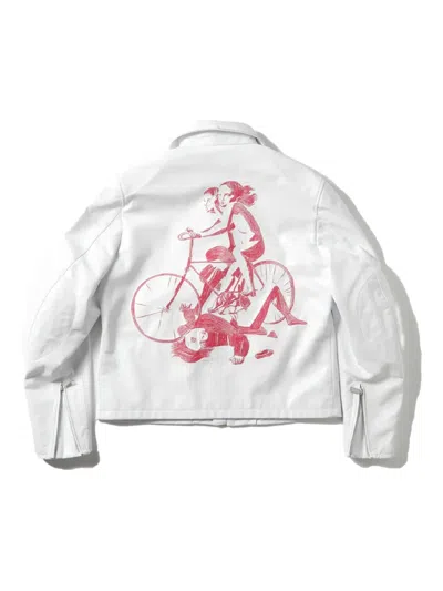 Enfants Riches Deprimes Bicycle Print Leather Jacket