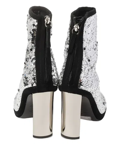 Pre-owned Giuseppe Zanotti Vintage  100mm Sequin-embellished Boots In Silver