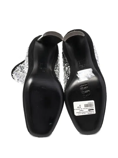Pre-owned Giuseppe Zanotti Vintage  100mm Sequin-embellished Boots In Silver