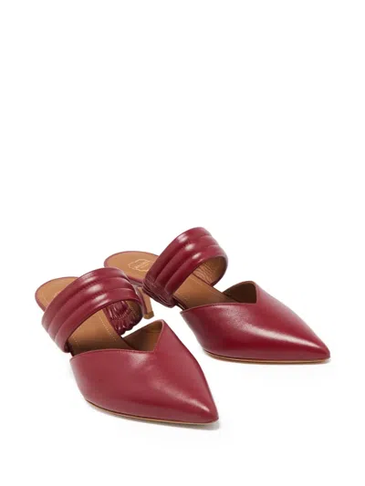 Pre-owned Malone Souliers Padded Leather Mules In Red