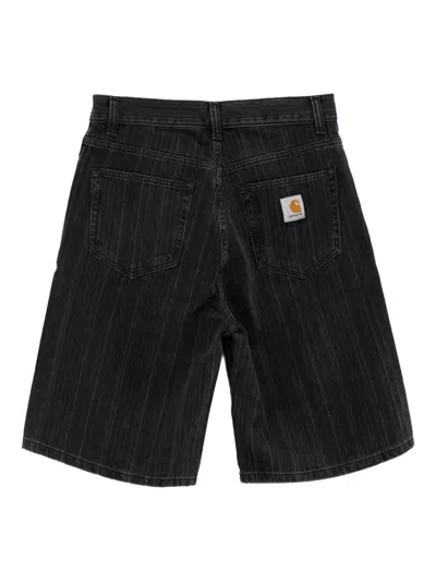 Carhartt Work In Progress Rylan Loose Fit Stripe Cotton Denim Shorts In Black