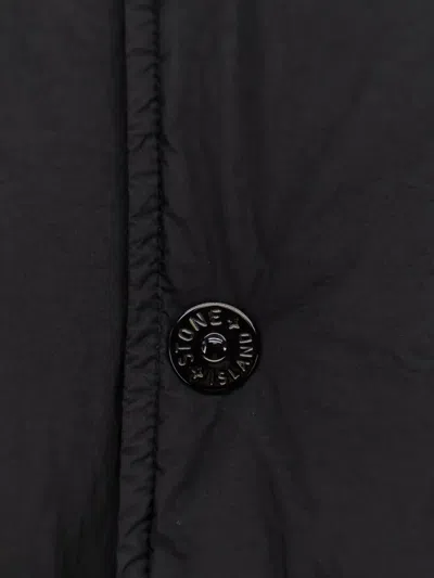 Stone Island Quilted Short Parka With Hood And Button Closures