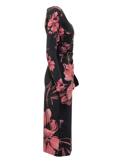 Chiara Boni La Petite Robe Silvheart Floral-print Draped Midi Dress In Multi
