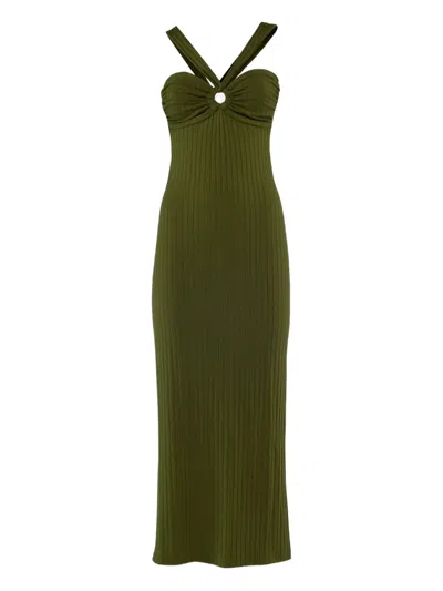 La Semaine Halter Ring-detail Midi Dress