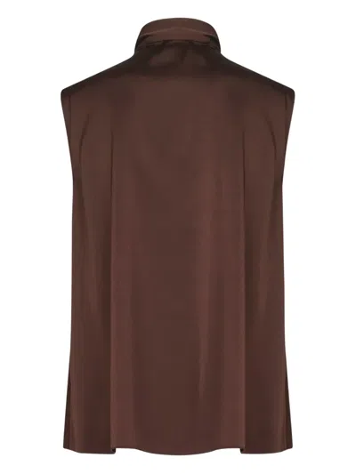 Blanca Vita Coffee Satin Topina Top In Brown