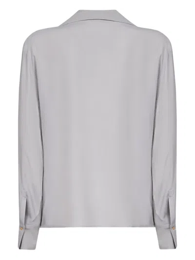Blanca Vita Grey Silk Blend Toles Blouse In Neutral