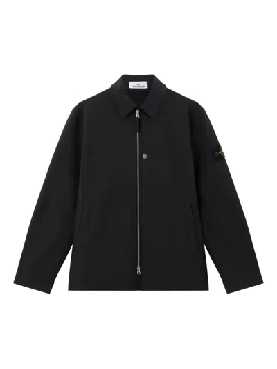Stone Island Mens Black Soft-shell Pointed-collar Jacket In Black