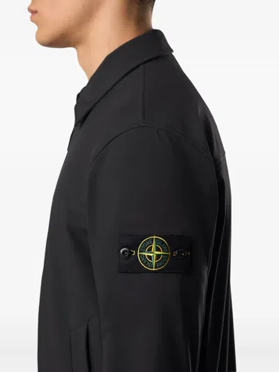 Stone Island Mens Black Soft-shell Pointed-collar Jacket In Black