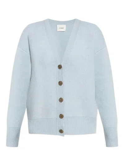 Lisa Yang Ribbed Button Cardigan In Blue