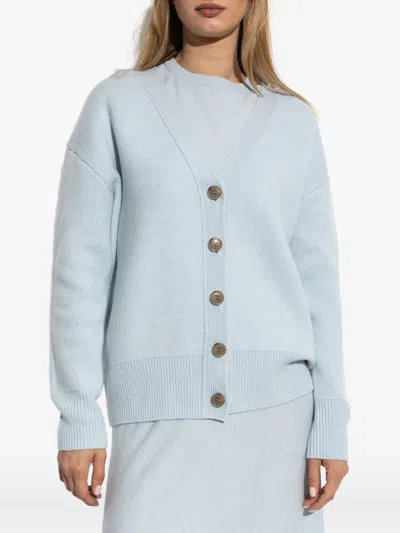 Lisa Yang Ribbed Button Cardigan In Blue