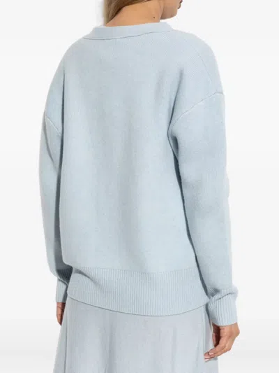 Lisa Yang Ribbed Button Cardigan In Blue