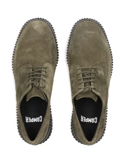 Camper Lace-up Suede Shoes In Green