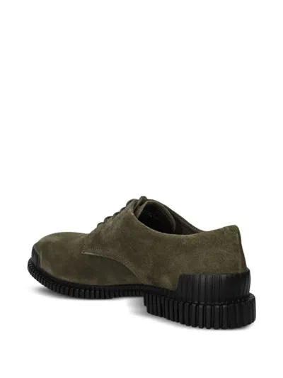 Camper Lace-up Suede Shoes In Green