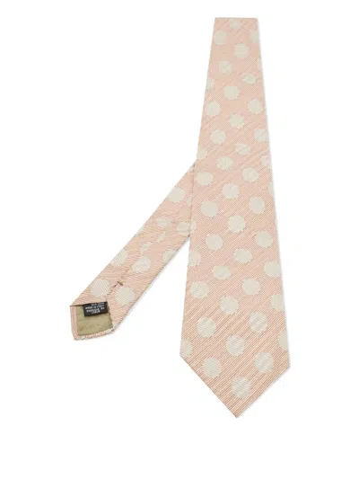 Pre-owned Giorgio Armani 2024 Polka Dot Silk Tie In Pink
