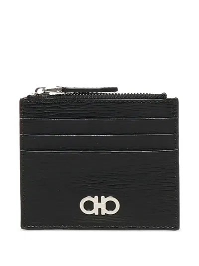 Ferragamo Revival Gancini Black Wallet In Black