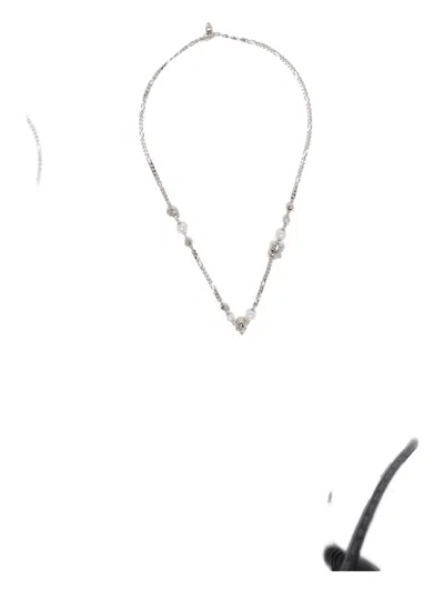 Alexander Mcqueen Skull-charm Curb-chain Necklace In Metallic