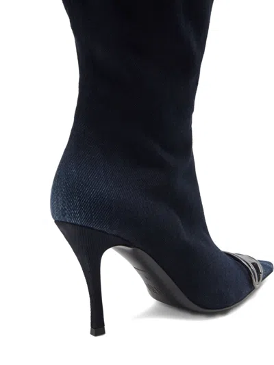 Diesel D-venus-wide Knee-high Boots In Denim In Blue