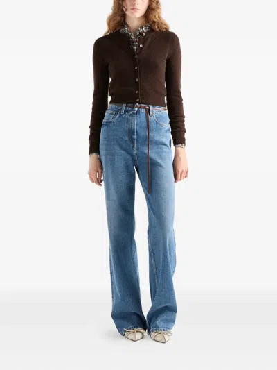 Prada Logo-plaque Five-pocket Jeans In Blue