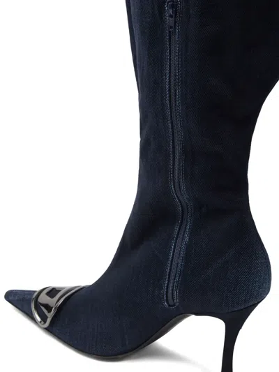 Diesel D-venus-wide Knee-high Boots In Denim In Blue