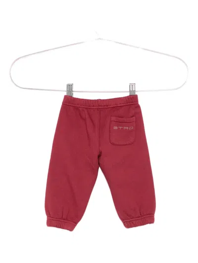 Etro Logo-embroidered Track Pants In Burgundy