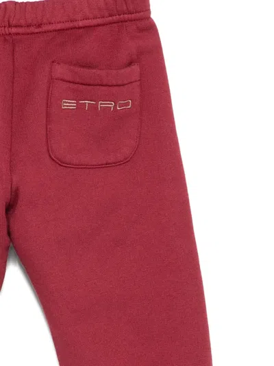 Etro Logo-embroidered Track Pants In Burgundy
