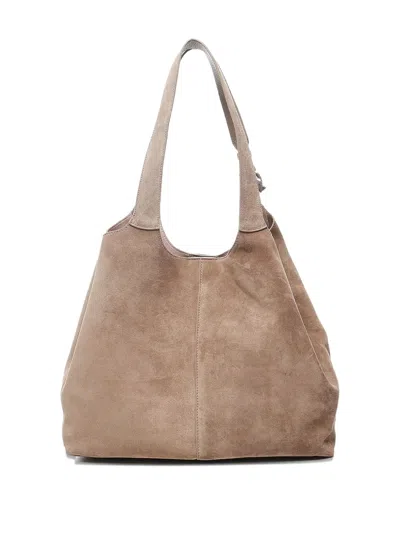 Coccinelle Medium Suede Cufflink Shoulder Bag In Brown