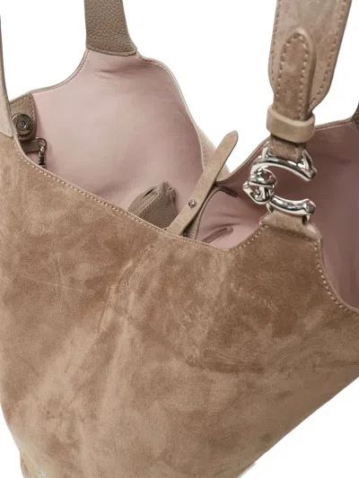Coccinelle Medium Suede Cufflink Shoulder Bag In Brown