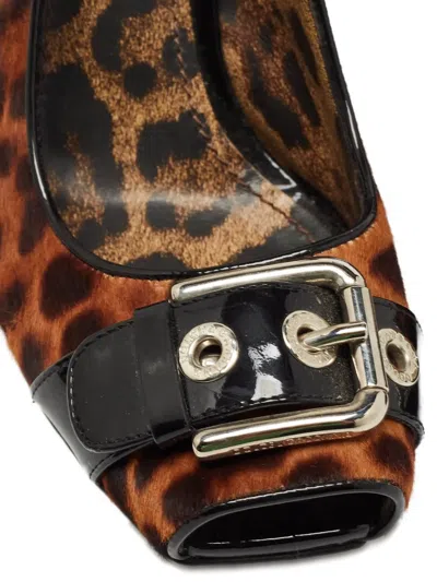 Pre-owned Dolce & Gabbana 2023 95mm Leopard-print Pumps In Brown