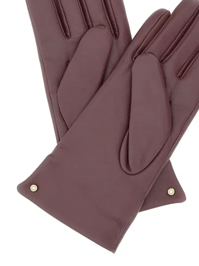 Gianni Chiarini Leather Gloves In Purple