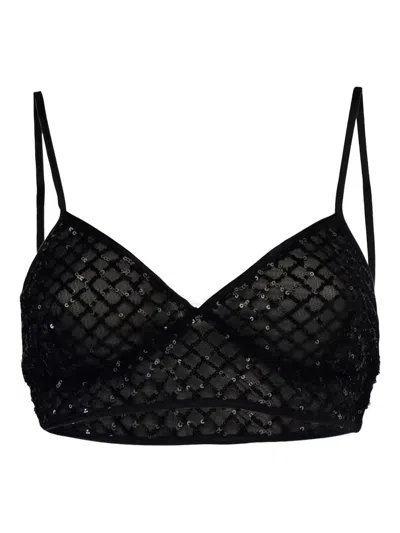 La Semaine Sequin-embellished Bralette-style Top In Black