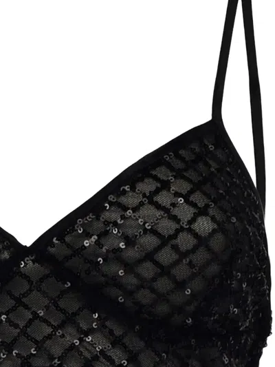 La Semaine Sequin-embellished Bralette-style Top In Black