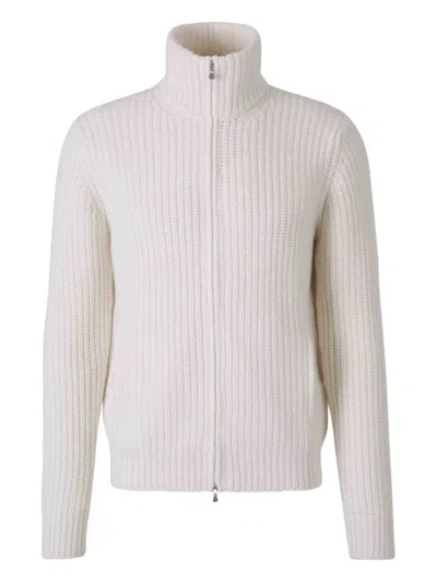Gran Sasso Zip-fastening Ribbed Cardigan In White
