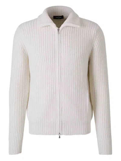 Gran Sasso Zip-fastening Ribbed Cardigan In White