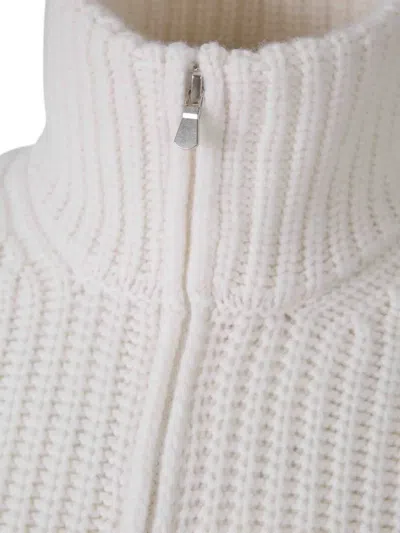 Gran Sasso Zip-fastening Ribbed Cardigan In White