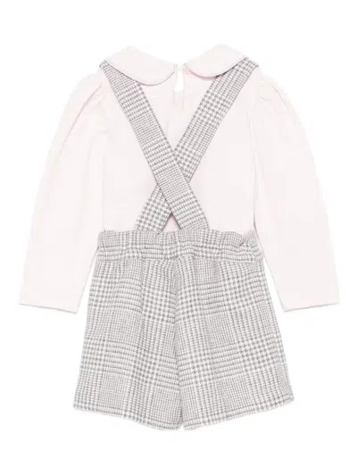 Lapin House Peter Pan-collar Houndstooth Shorts Set In Gray