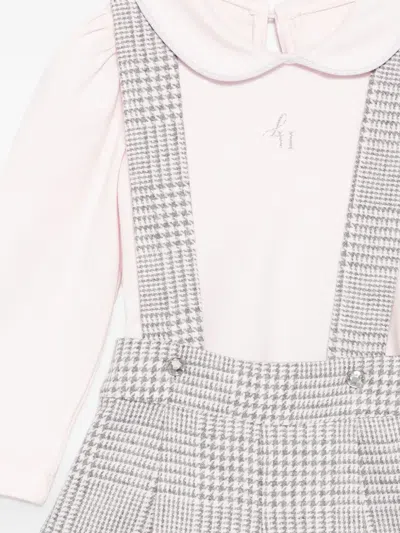 Lapin House Peter Pan-collar Houndstooth Shorts Set In Gray